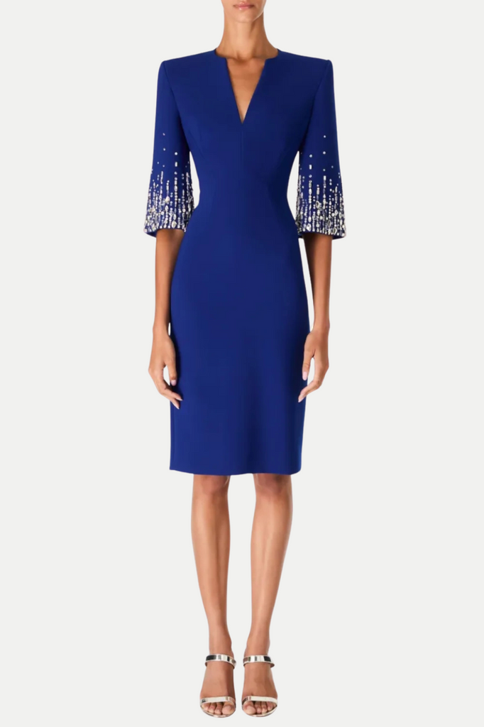 Shop  blue dress - Perfect for special occasions | Fulia Diamante Embellished Midi Dress - Blue