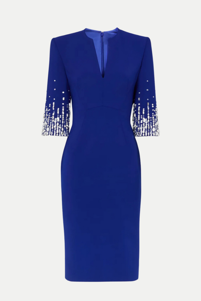 Shop  blue dress - Perfect for special occasions | Fulia Diamante Embellished Midi Dress - Blue