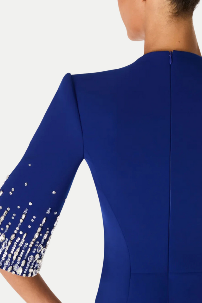 Stylish blue dress | Fulia Diamante Embellished Midi Dress - Blue - Ideal for special occasions