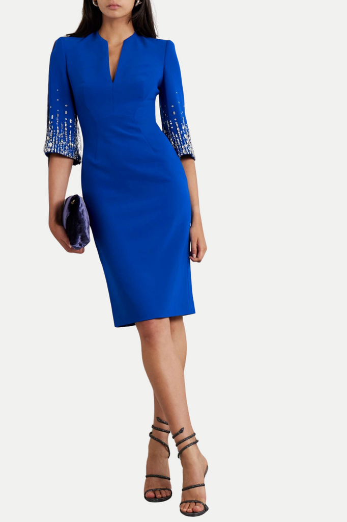 Stylish blue dress | Fulia Diamante Embellished Midi Dress - Blue - Ideal for special occasions