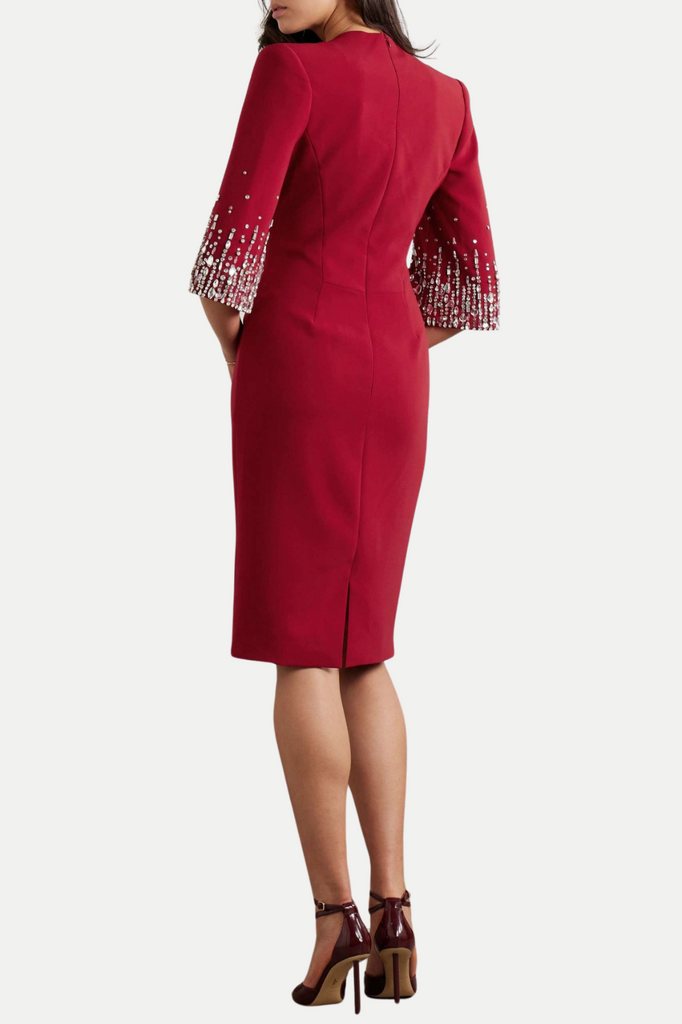 Stylish red dress | Fulia Diamante Embellished Midi Dress - Red - Ideal for special occasions