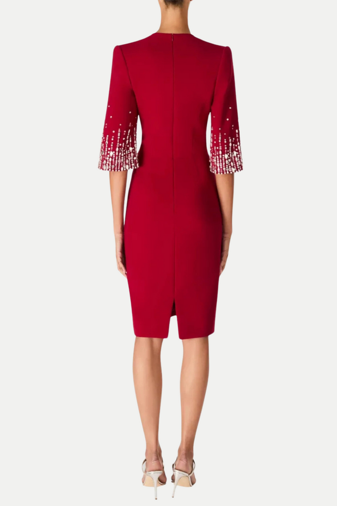 Stylish red dress | Fulia Diamante Embellished Midi Dress - Red - Ideal for special occasions