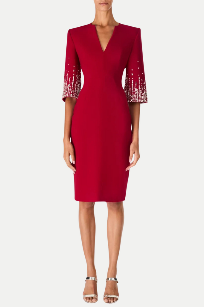 Shop  red dress - Perfect for special occasions | Fulia Diamante Embellished Midi Dress - Red