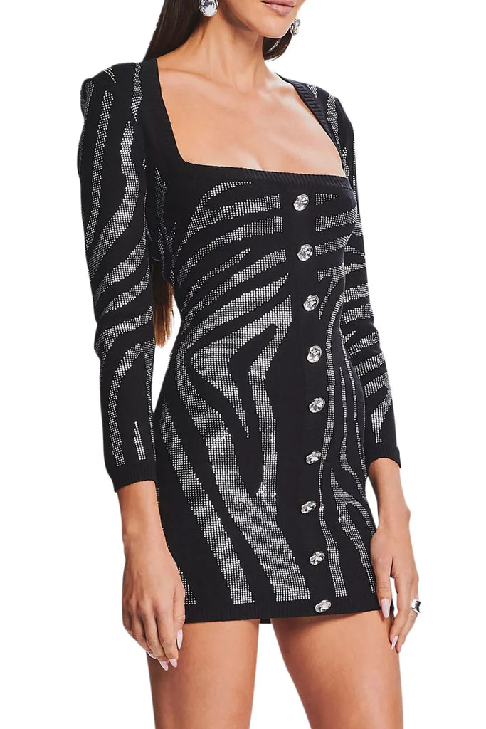 Gamma Zebra Crystal Mini Bandage Dress - Stylish beautiful dress for special occasions | Buy Online