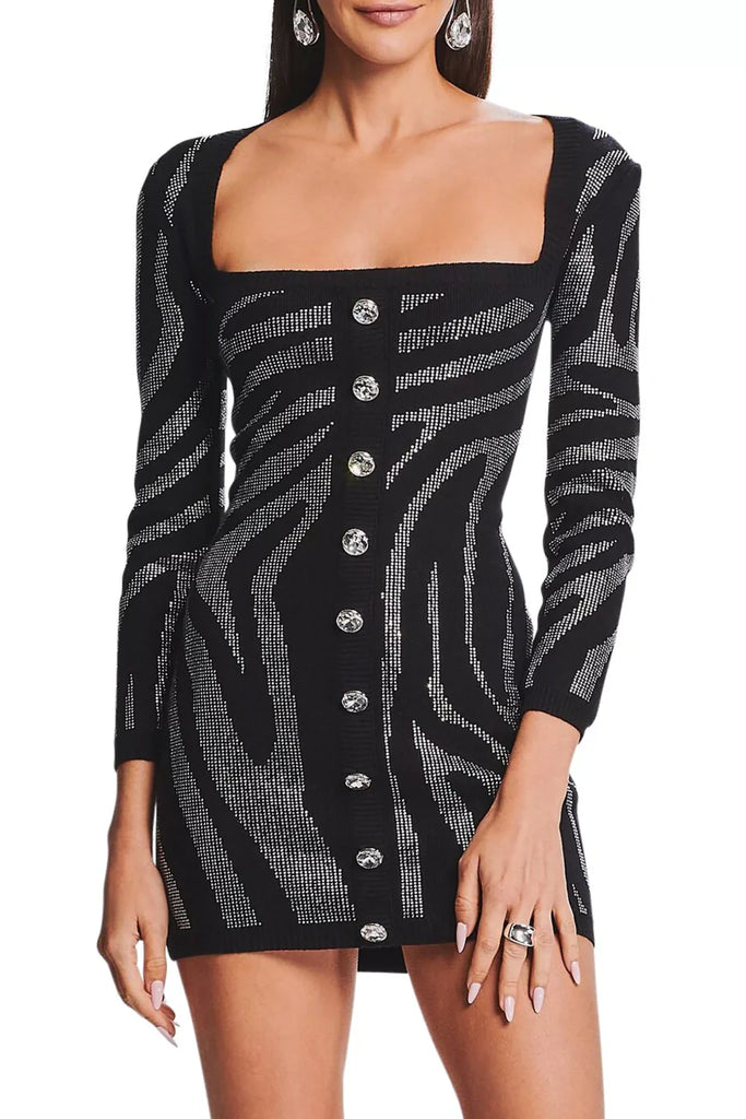 Shop  beautiful dress - Perfect for special occasions | Gamma Zebra Crystal Mini Bandage Dress