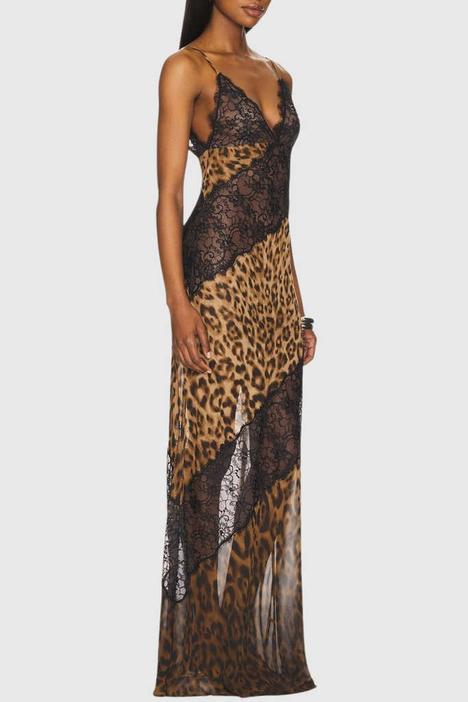 Shop  beautiful dress - Perfect for special occasions | Gannan Lace Leopard Maxi Dress