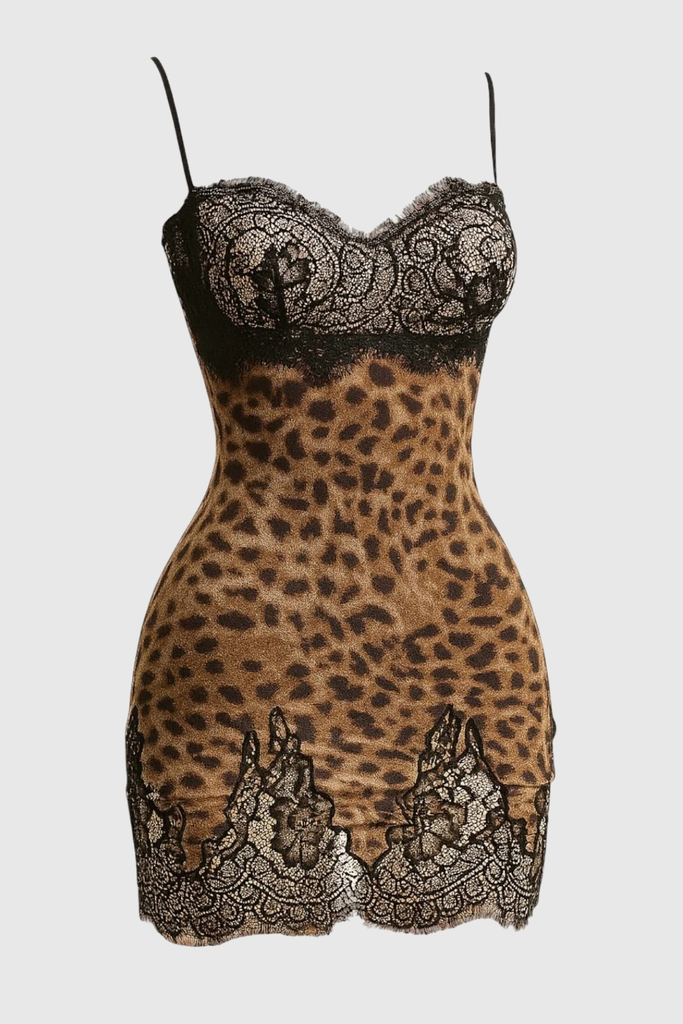lilith Lace Leopard Mini Dress - Stylish beautiful dress for special occasions | Buy Online