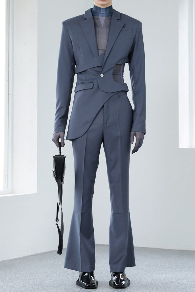 Georgia Asymmetric Cutout Blazer - Grey - Stylish beautiful dress for special occasions | Buy Online