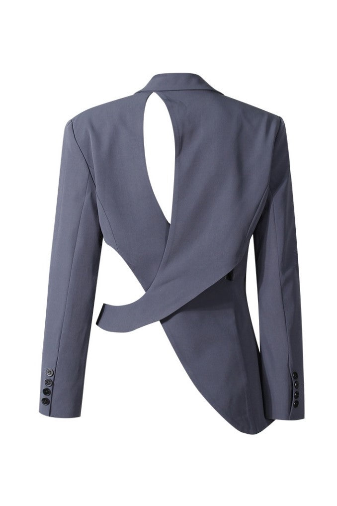 Shop  beautiful dress - Perfect for special occasions | Georgia Asymmetric Cutout Blazer - Grey