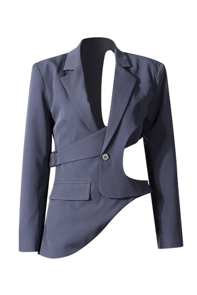 Georgia Asymmetric Cutout Blazer - Grey - Stylish beautiful dress for special occasions | Buy Online