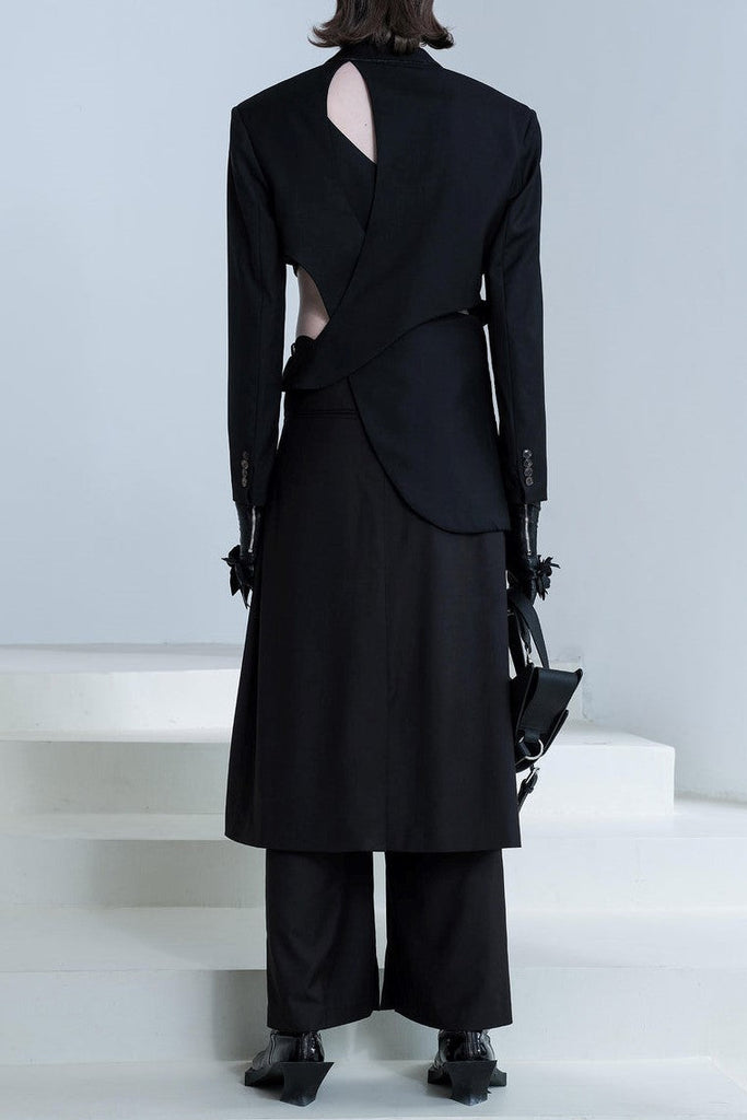 Stylish black dress | Georgia Asymmetric Cutout Blazer - Black - Ideal for special occasions