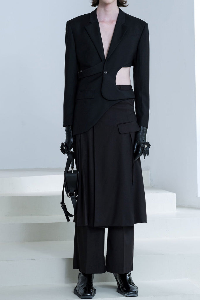 Stylish black dress | Georgia Asymmetric Cutout Blazer - Black - Ideal for special occasions