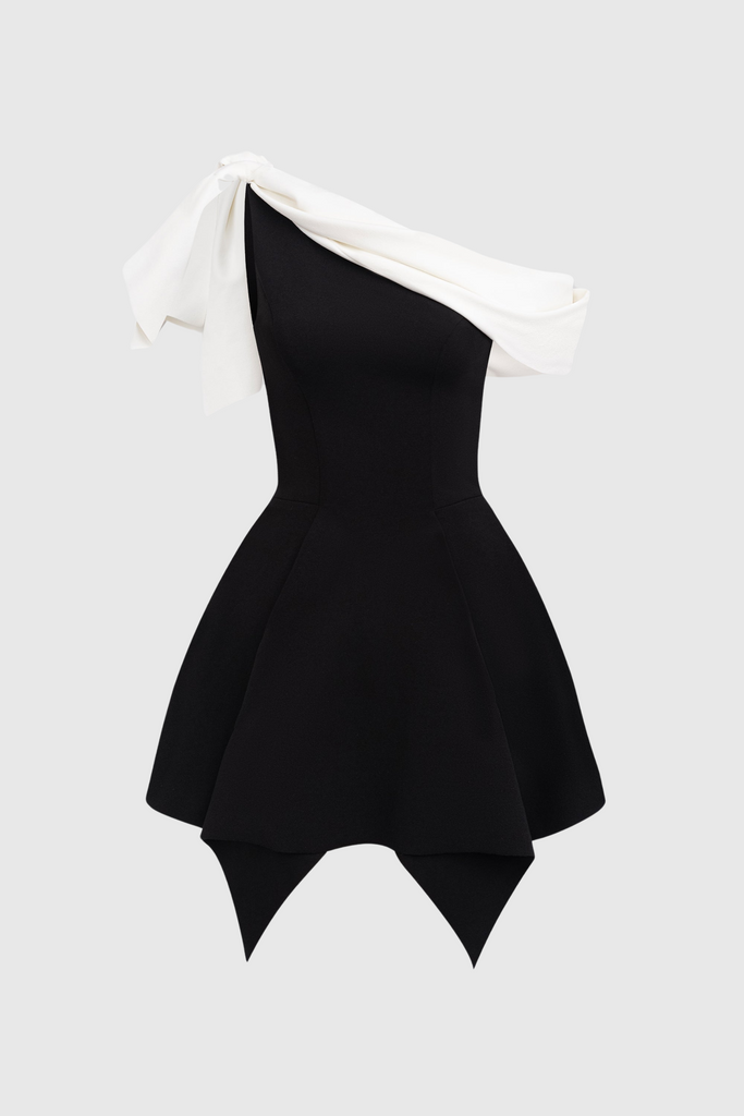 Gerardi Asymmetrical Flared Mini Dress - Stylish red dress for special occasions | Buy Online