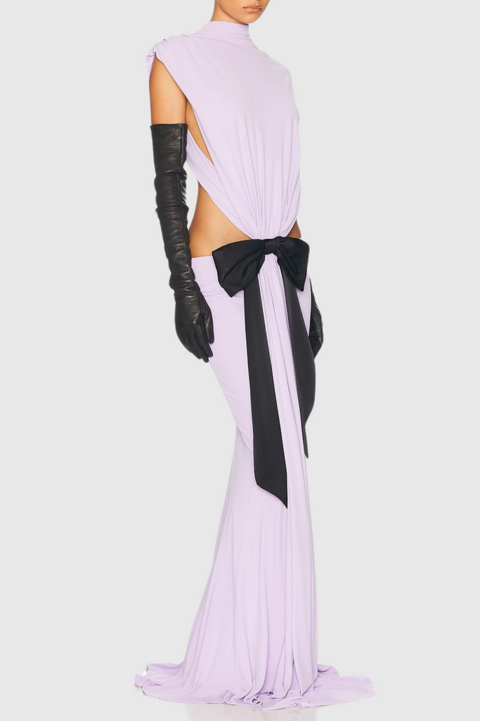 Beverly Bow Cutout Backless Maxi Dress - Purple - Stylish purple dress for special occasions | Buy Online