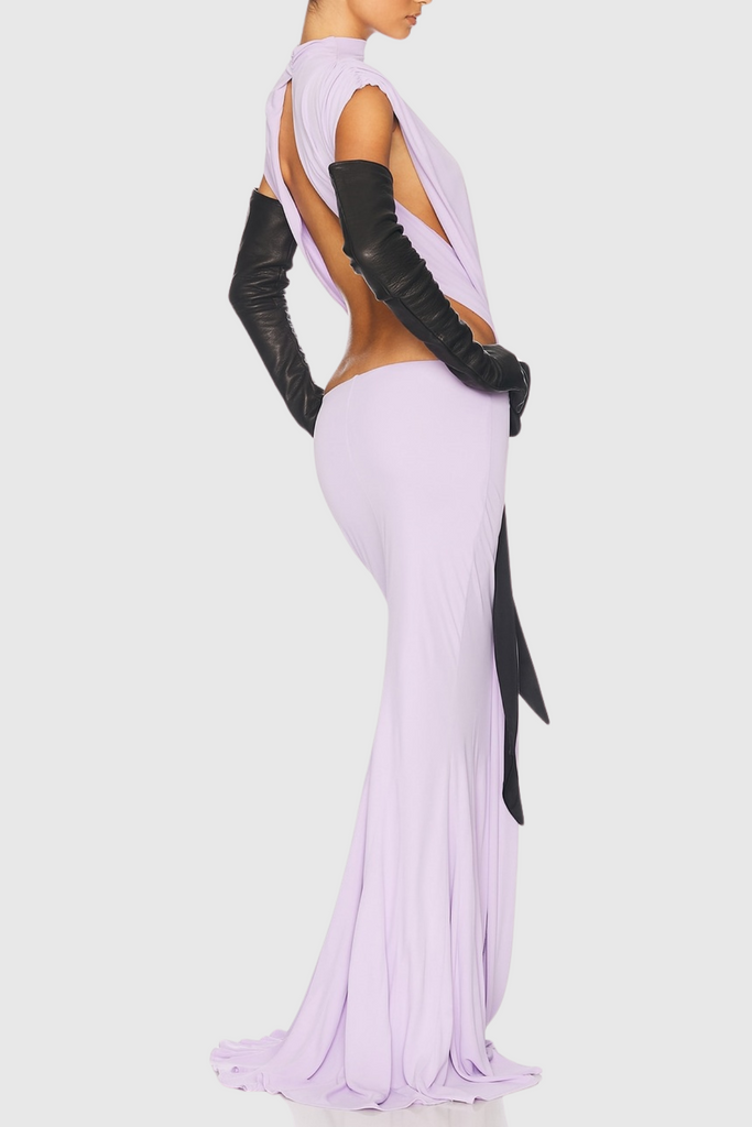 Beverly Bow Cutout Backless Maxi Dress - Purple - Stylish purple dress for special occasions | Buy Online