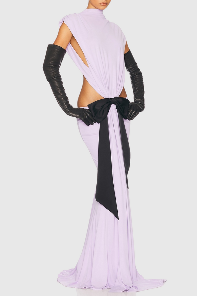 Stylish purple dress | Beverly Bow Cutout Backless Maxi Dress - Purple - Ideal for special occasions