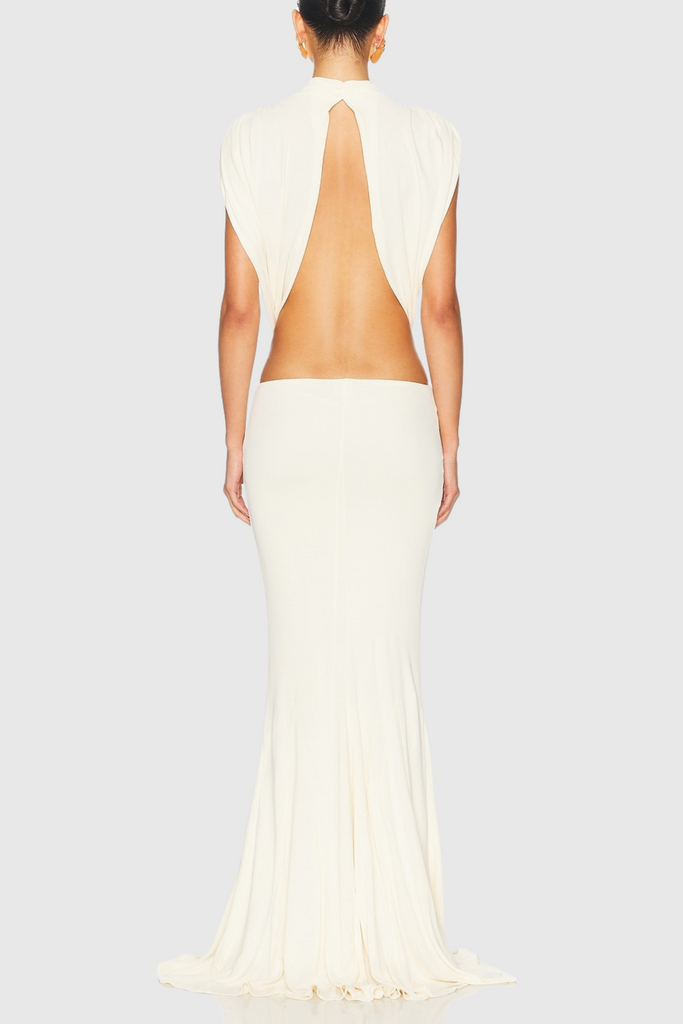 Stylish white dress | Beverly Bow Cutout Backless Maxi Dress - White - Ideal for special occasions