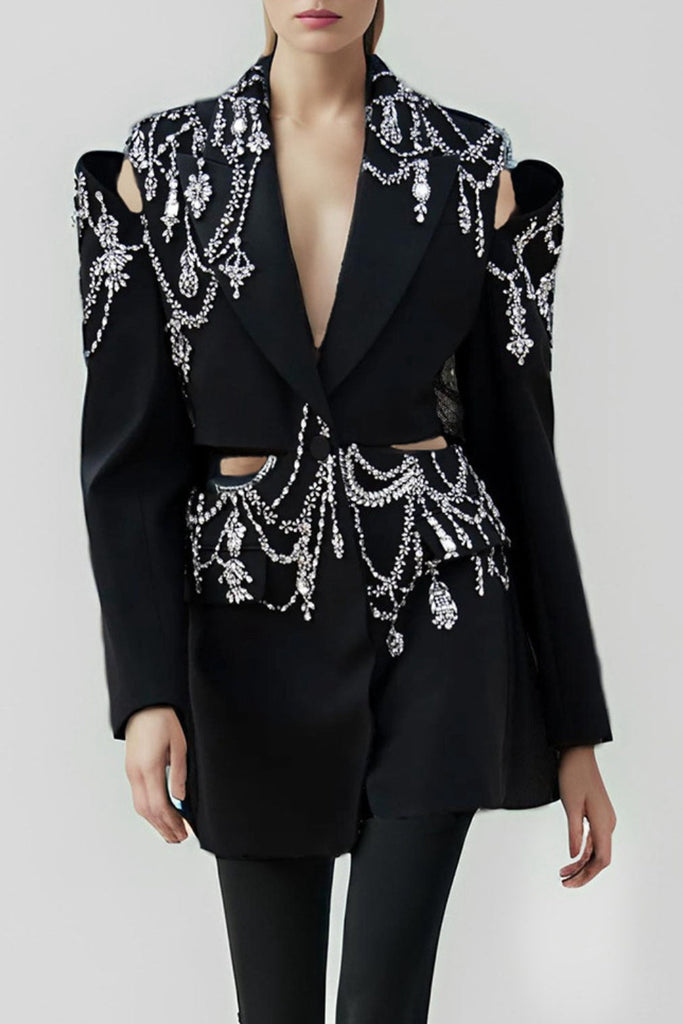 Stylish beautiful dress | Gustina Crystal-embellished Cutout Blazer - Ideal for special occasions