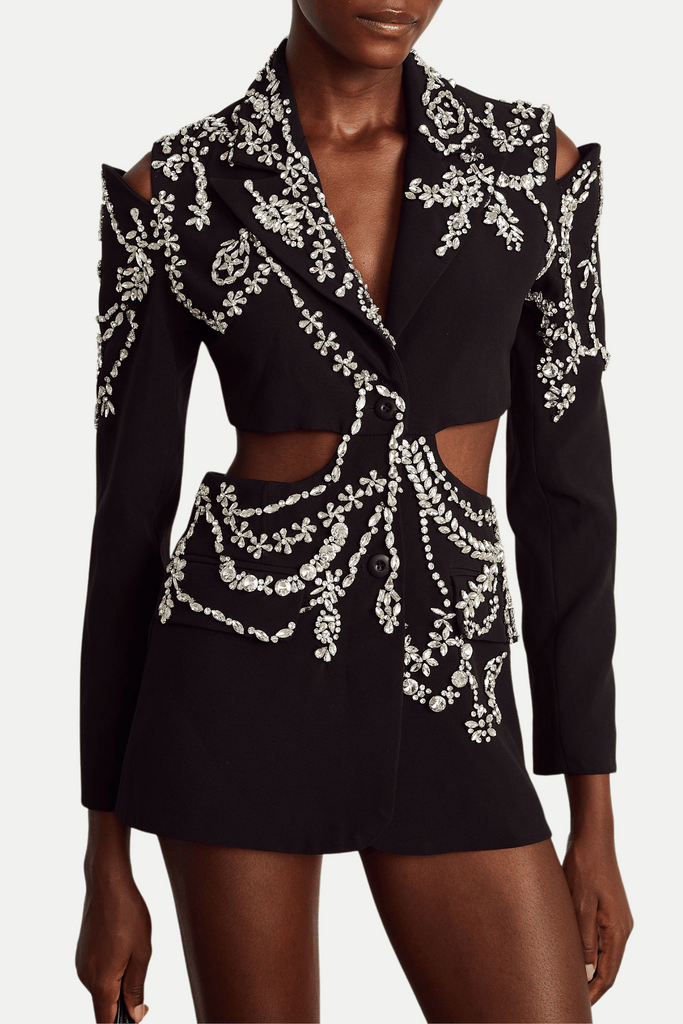 Stylish beautiful dress | Gustina Crystal-embellished Cutout Blazer - Ideal for special occasions