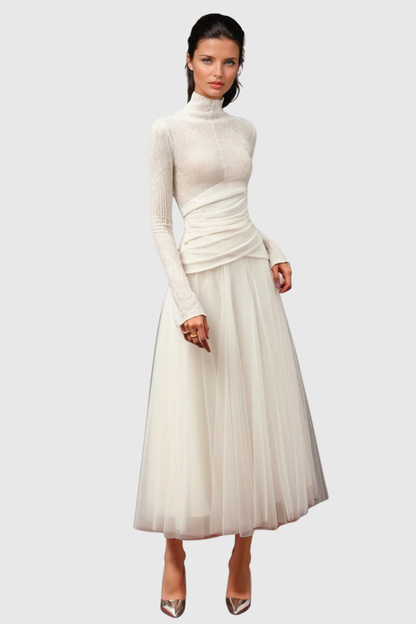 Hapeia High Neck Ruched Maxi Dress