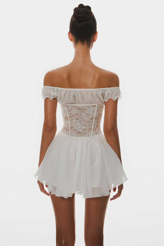 Stylish beautiful dress | Hathia Off Shoulder Lace Corset Mini Dress - Ideal for special occasions