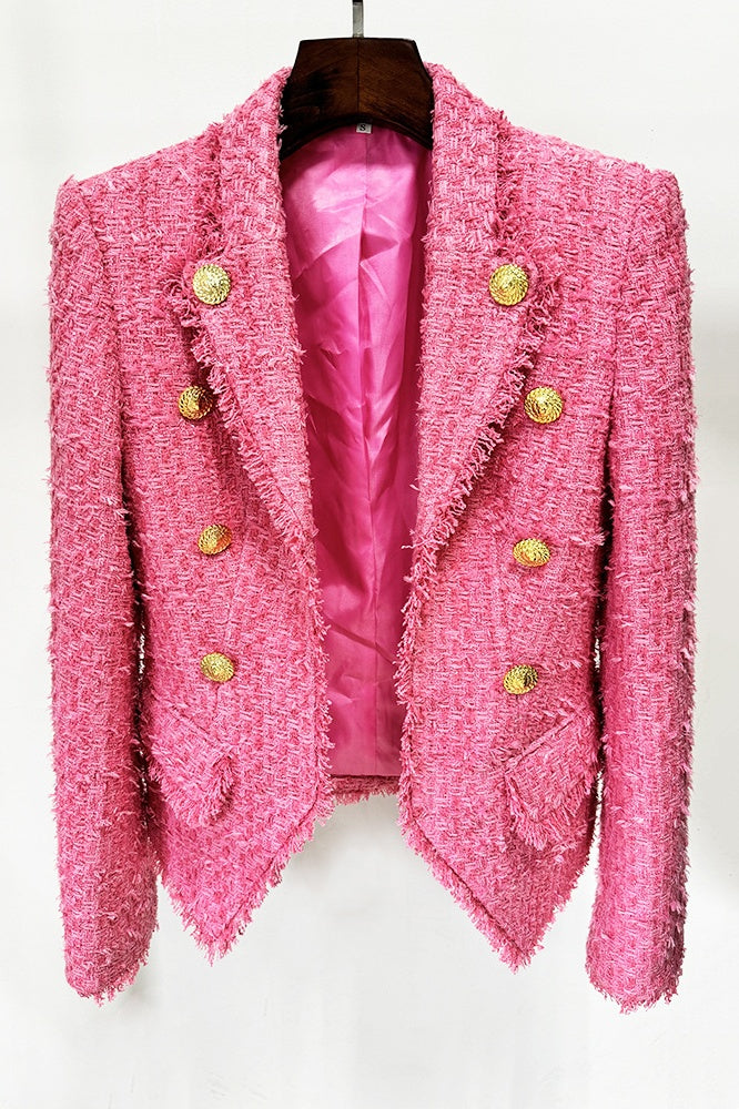 Shop  beautiful dress - Perfect for special occasions | Hazel Gold Buttoned Tweed Jacket