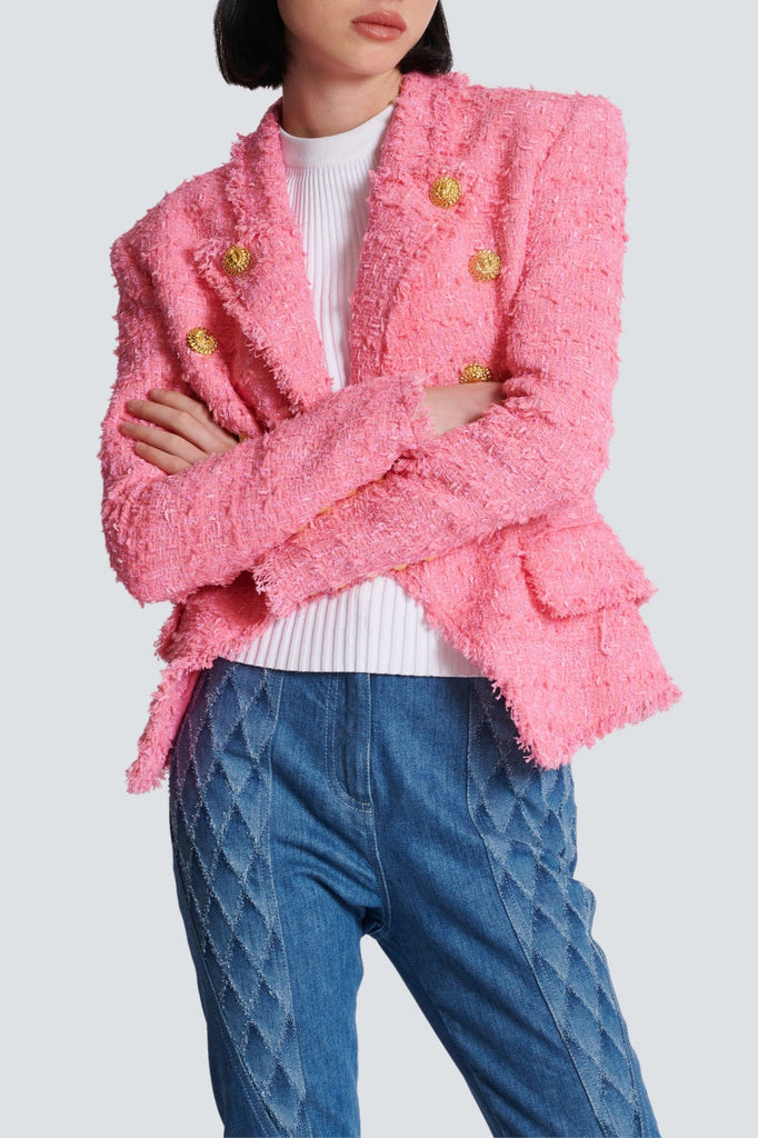 Shop  beautiful dress - Perfect for special occasions | Hazel Gold Buttoned Tweed Jacket