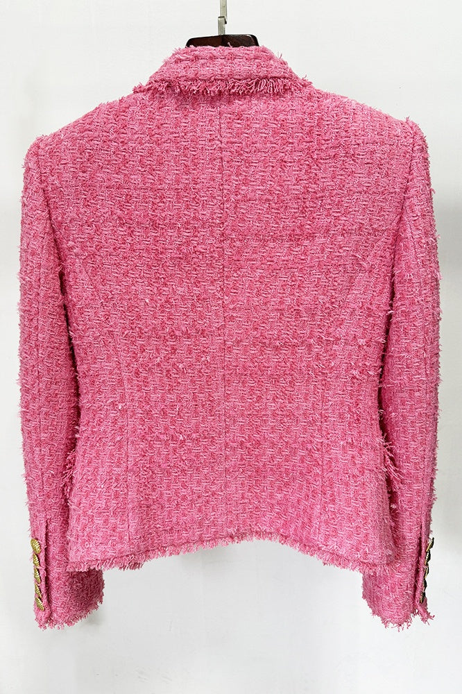 Stylish beautiful dress | Hazel Gold Buttoned Tweed Jacket - Ideal for special occasions