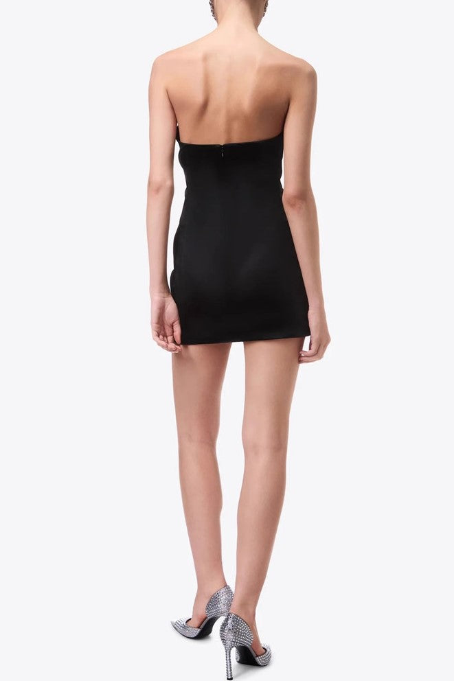 Heidi Diamante Strapless Satin Mini Dress - Black - Stylish black dress for special occasions | Buy Online