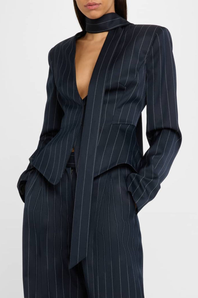 Shop  beautiful dress - Perfect for special occasions | Hibyl Pinstripe Scarf Blazer