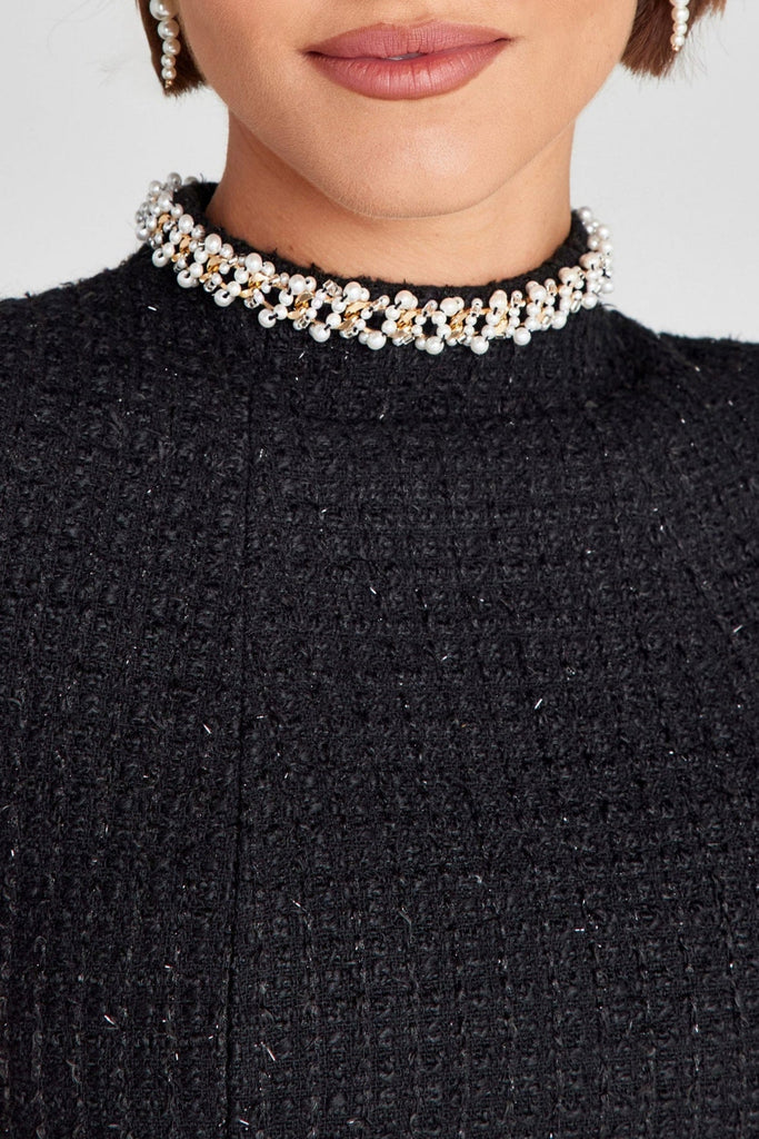 Hilary Pearl Embellished Tweed Mini Dress - Stylish beautiful dress for special occasions | Buy Online