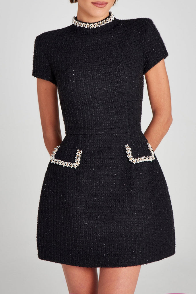 Stylish beautiful dress | Hilary Pearl Embellished Tweed Mini Dress - Ideal for special occasions
