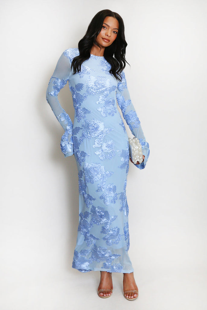 Shop  beautiful dress - Perfect for special occasions | Floral Lace Lined Flute Cuffs Midi Dress