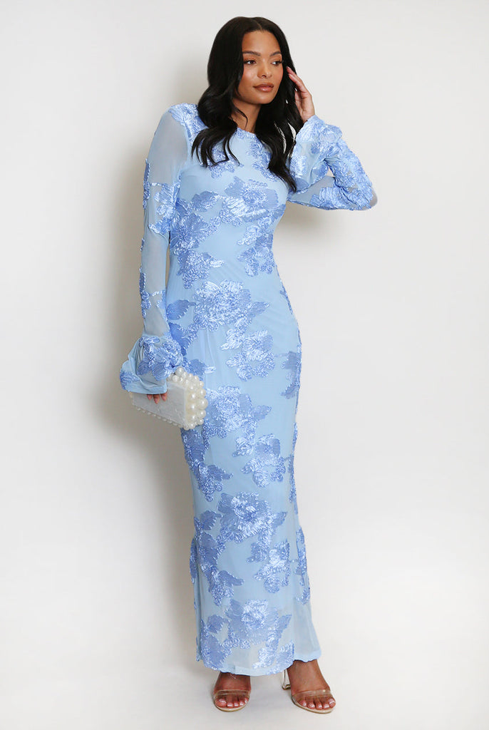 Shop  beautiful dress - Perfect for special occasions | Floral Lace Lined Flute Cuffs Midi Dress