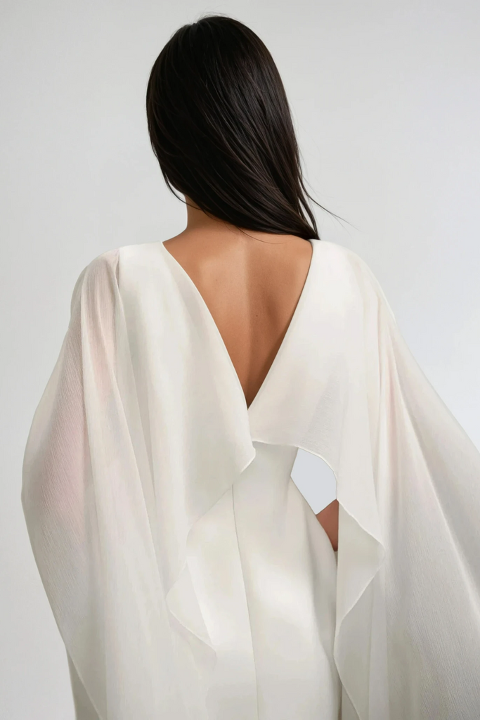 Davina Shawl Flower Mini Dress In White - Stylish white dress for special occasions | Buy Online