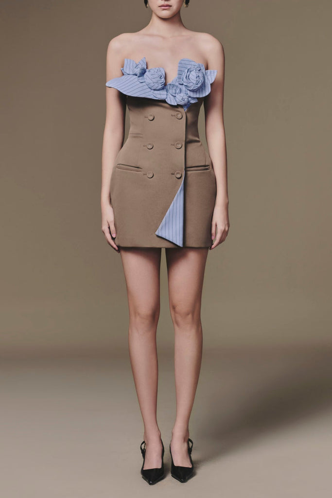 Stylish beautiful dress | 3D flowers Bustier Mini Dress - Ideal for special occasions