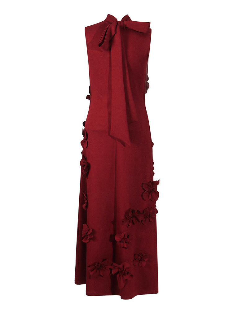 Stylish red dress | modesty RED FLOWER EMBELLISHED MAXI DRESS - Ideal for special occasions