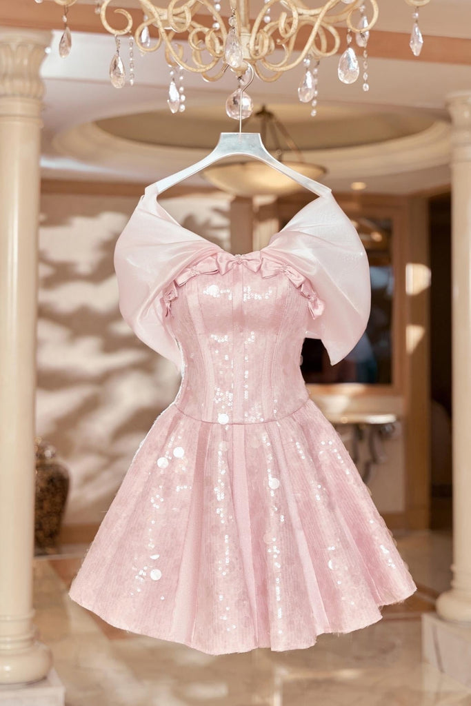 Stylish pink dress | juliet STRAPLESS SEQUIN MINI DRESS IN PINK - Ideal for special occasions