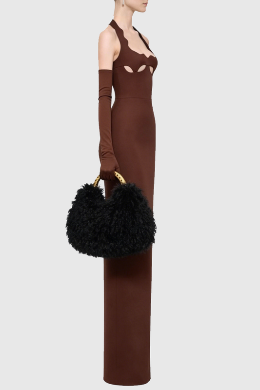Ifuru Halter Cutout Maxi Bandage Dress - Brown