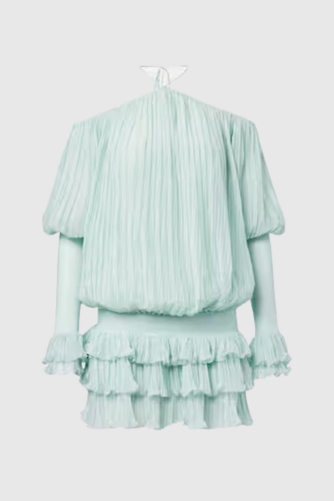 Stylish blue dress | Inaki Halter Pleated Ruffle Mini Dress - Blue - Ideal for special occasions