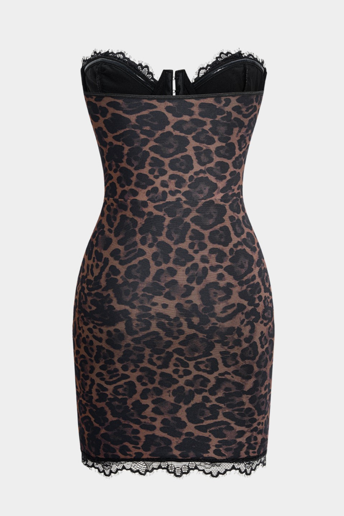 kristin Lace Leopard Corset Mini Dress - Stylish beautiful dress for special occasions | Buy Online