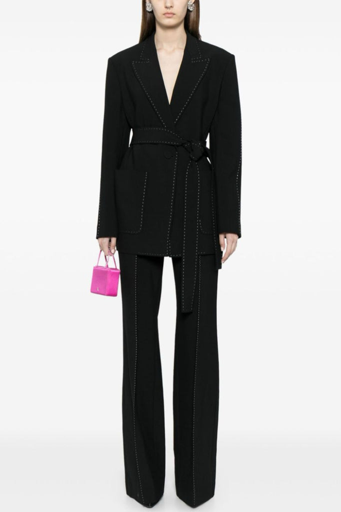 Ishara Stitch Belted Blazer Two Piece Set - Stylish beautiful dress for special occasions | Buy Online