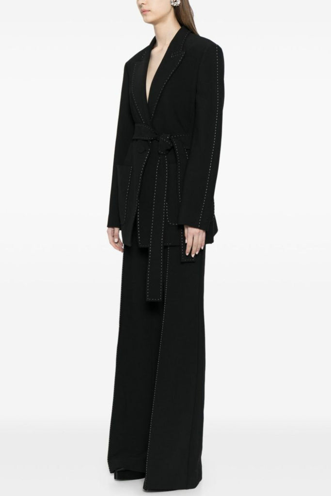 Stylish beautiful dress | Ishara Stitch Belted Blazer Two Piece Set - Ideal for special occasions