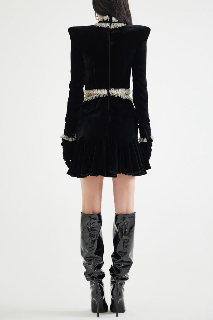 Shop  beautiful dress - Perfect for special occasions | Ishika Bead-Embellished Velvet Cutout Mini Dress