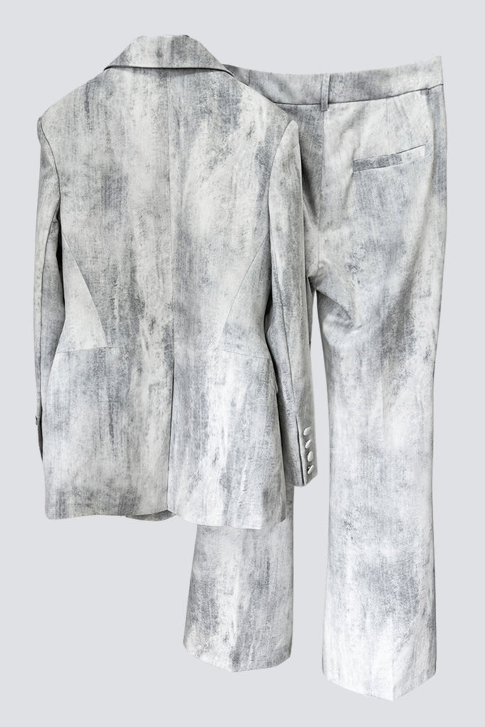 Isleta Print Blazer Two Piece Set - Grey - Stylish beautiful dress for special occasions | Buy Online