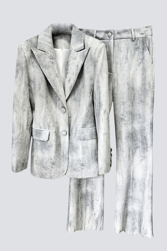 Stylish beautiful dress | Isleta Print Blazer Two Piece Set - Grey - Ideal for special occasions