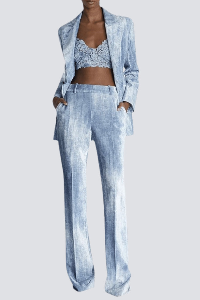 Stylish blue dress | Isleta Print Blazer Two Piece Set - Blue - Ideal for special occasions