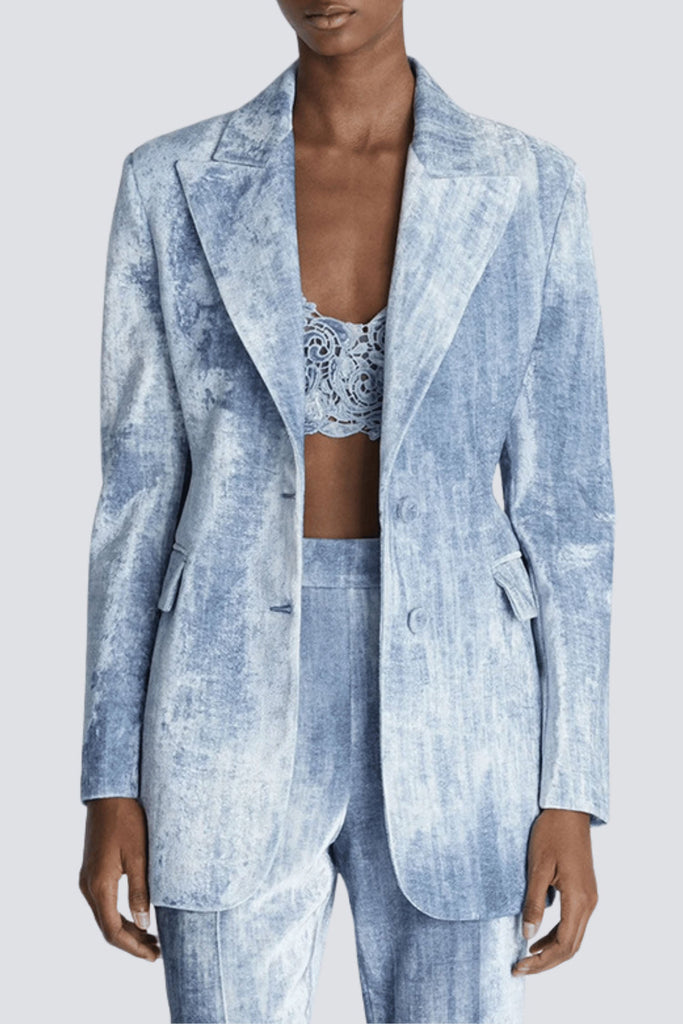 Stylish blue dress | Isleta Print Blazer Two Piece Set - Blue - Ideal for special occasions