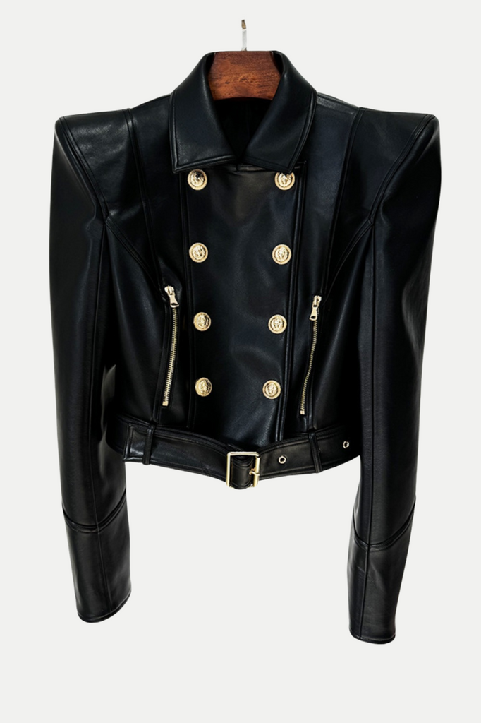 Izaiah Cropped Leather Jacket - Stylish beautiful dress for special occasions | Buy Online