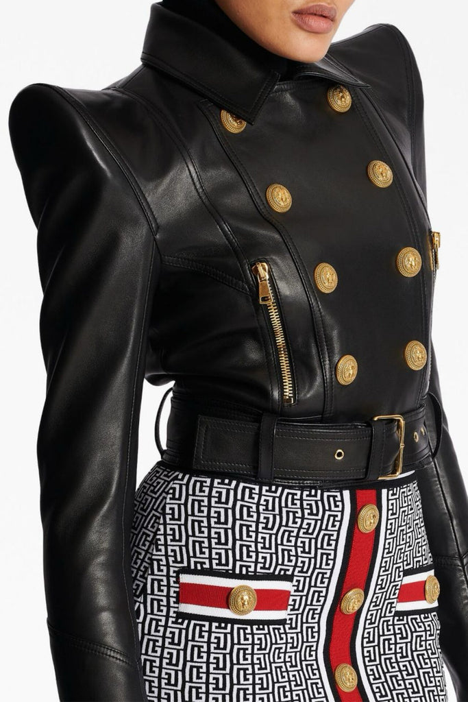 Izaiah Cropped Leather Jacket - Stylish beautiful dress for special occasions | Buy Online